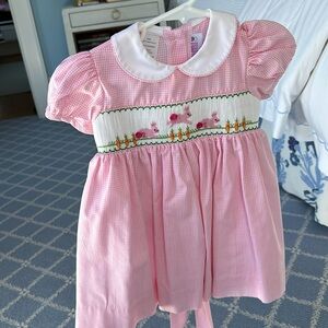 Bunny Smocked Dress with bow tie and Bunny (easter)